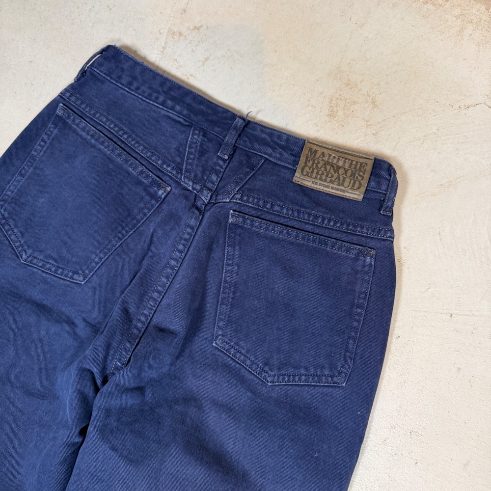 Vintage Marithe Francois Girbaud Navy High Waisted Tapered Jeans 9/10 28" USA - Picture 6 of 9